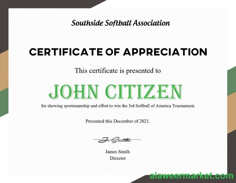 USA Softball certificate